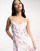 Bardot midi slip dress in ivory floral