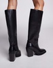 River Island leather clean knee high boot in black