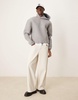 ASOS DESIGN Premium boxy oversized scuba felt hoodie in gray heather