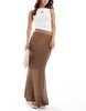 COLLUSION textured knit maxi skirt in taupe