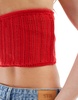 Cotton On halter neck crop top in red pointelle