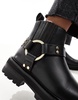 AllSaints Maddie leather harness biker boots in black