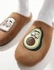 ASOS DESIGN mule slippers in tan with avocado badge