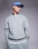 ASOS DESIGN premium heavyweight oversized quarter zip sweatshirt in light washed gray