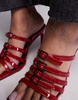 River Island multi buckle mule heel in red