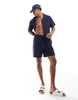 South Beach tonal seersucker striped beach shorts in navy