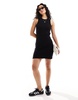 Object racer neck jersey mini dress in black