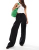 Cotton On drawstring straight leg pants in black linen