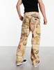 Vans loose carpenter canvas all over print pants in beige