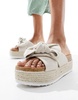 ASOS DESIGN Thankful bow detail flatform sandals in natural fabrication