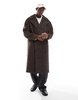 ASOS DESIGN oversized wool look overcoat in brown salt and pepper