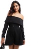 ASOS DESIGN tailored off the shoulder romper in black