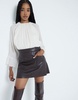 River Island faux leather patch pocket mini skirt in dark brown