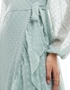 Vila Bridesmaid textured wrap maxi dress with frill detail in sage green