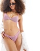 Cotton On high side brazilian bikini bottom in pink crinkle