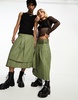 COLLUSION x TAMMY unisex pleated kilt skirt in khaki