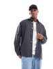 ADPT oversized twill overshirt in dark gray