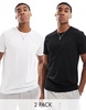 French Connection 2 pack classic pocket t-shirt in black and white