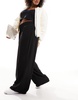 River Island Plus pleated wide leg pants in black