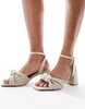 ASOS DESIGN Hansel knotted mid heeled sandals in natural fabrication