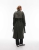 Topshop 2 in 1 borg zip-out trench in dark green