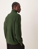 ASOS DESIGN oversized knit fisherman rib roll neck sweater in dark green