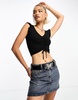 Cotton On ruched front tie detail crop top