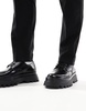 ASOS DESIGN lace up shoes in black with chunky sole