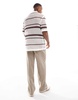 Cotton On pablo short sleeve knitted shirt in cream stripe