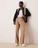 ASOS DESIGN smart wide leg pants with front pleat in camel