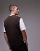 ARKET alpaca blend knitted crew neck vest in brown