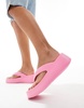 Truffle Collection wedge thong toe pool sandals in pink