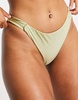 River Island shirred side bikini bottoms in green