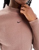 Nike Mini Swoosh Plush long sleeve top in mauve