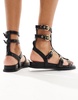 London Rebel studded gladiator sandals in black