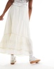 Cotton On maxi prairie skirt with lace trim detail in stone