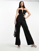 Bardot bandeau jumpsuit in black