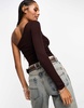 Cotton On one shoulder ruched top in dark oak