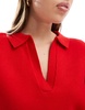 Cotton On knit v neck polo sweater with back graphic in red