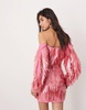 ASOS EDITION embellished shard sequin mini dress with oversized sleeves in pink