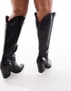 ASOS DESIGN Curve Claudia western knee boots in black