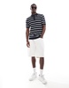 Brave Soul textured knit striped polo in navy