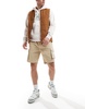 Brave Soul cotton ripstop cargo shorts in stone