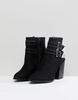 RAID Black Studded Buckle Heeled Ankle Boots