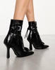 ASOS DESIGN Rosalia premium leather buckle mid boots in black