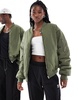 COLLUSION Unisex nylon bomber jacket in khaki