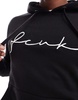 FCUK script logo overhead hoodie in black