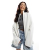 Object ribbed zip through cardigan in white