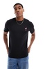 Threadbare flamingo embroidery T-shirt in black