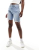 Levi's high waist ribcage bermuda denim shorts in light blue